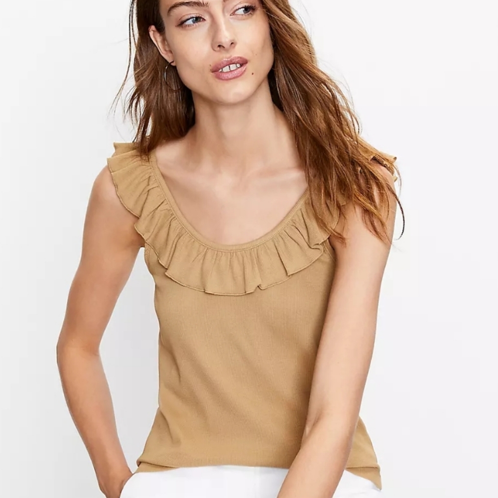 LOFT RUFFLE BALLET NECK TOP